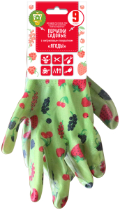 Перчатки садовые GARDEN SHOW с полимерным покрытием Ягоды размер 9