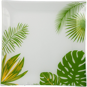 Тарелка обеденная NiNaGlass Тропики 30 см стекло белый