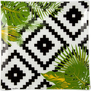 Тарелка десертная NiNaGlass Тропики 20 см стекло белая