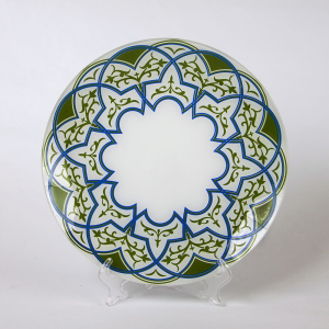 Тарелка обеденная NINA GLASS 26 см стеклянная белый/зеленый/синий