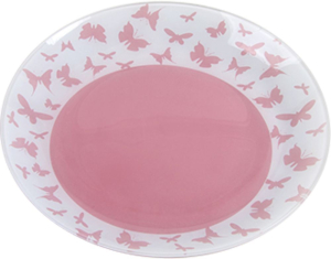 Тарелка обеденная NINA GLASS стеклянная 26 см розовый/белый