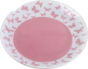 Тарелка обеденная NINA GLASS стеклянная 30 см розовый/белый