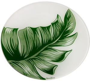 Тарелка десертная NINA GLASS 20 см стеклянная белый/зеленый