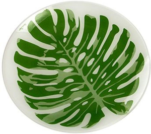 Тарелка десертная NINA GLASS 20 см стеклянная зеленый/белый