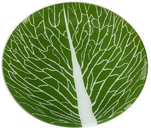 Тарелка обеденная NINA GLASS стеклянная 26 см белый/зеленый