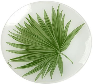 Тарелка NINA GLASS десертная 20 см стеклянная белый/зеленый