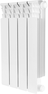 Радиатор биметаллический STOUT Space 500 4 секции нижнее правое подключ. RAL9016