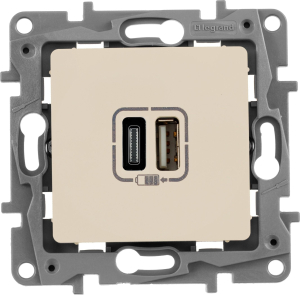 Розетка Legrand Etika USB Type-A,C бежевый