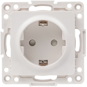 Розетка EKF Стокгольм 1-местная с/з 16А белый с защ. шторкой