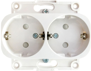 Розетка EKF Стокгольм 2-местная с/з 16А белый с защ. шторкой