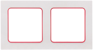 Рамка EKF Стокгольм 2-местная белая с линией цвета красный