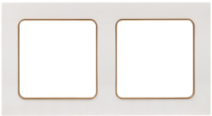 Рамка EKF Стокгольм 2-местная белая с линией цвета шампань