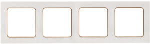 Рамка EKF Стокгольм 4-местная белая с линией цвета шампань