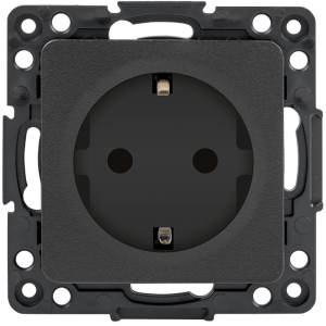 Розетка EKF Стокгольм 1-местная с/з 16А черный с защ. шторкой