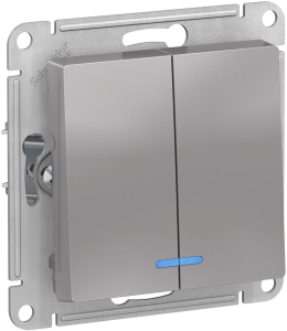 Выключатель Schneider Electric AtlasDesign 2 клавиши индикация алюминий