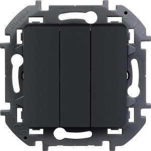 Выключатель трехклавишный LEGRAND INSPIRIA Антрацит