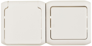 Комбинированный блок LEGRAND Quteo 1 клавиша+розетка белый