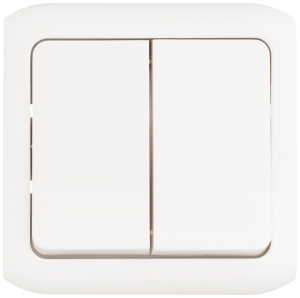 Выключатель Legrand Quteo двухклавишный IP 44 белый