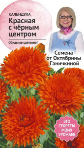 Семена Календулы Октябрина Ганичкина Красная с черным центром 0,3 г