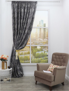 Штора портьерная Amore Mio АРКАНЗАС 13066 270х200 см серая 1 шт