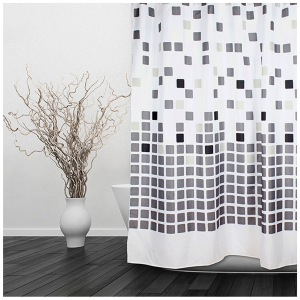 Штора для ванны Dasch Тетрис 180х180 см бело-серая