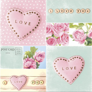 Салфетки одноразовые Love 3-слойные бумага 33x33 см 20 листов