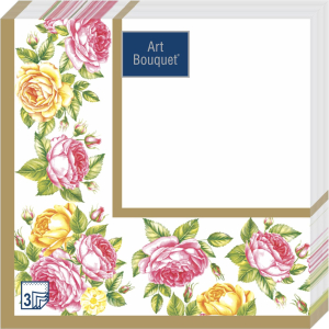 Салфетки Скатерть с розами 3-слойные 33х33см 20 листов