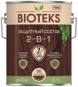Защитный состав лессирующий ТЕКС BIOTEKS Махагон 2,7 л