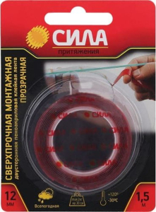 Монтажная лента 12 мм х 1,5 м прозрачная