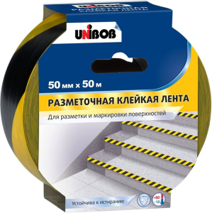 Сигнальная лента UNIBOB  50 мм х 50 м желто-черная