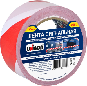 Сигнальная лента Unibob красно-белая 75мм х 200м