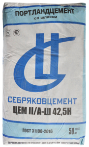Цемент СЕБРЯКОВЦЕМЕНТ ЦЕМ 2/А-Ш 42,5Н М500Д20 50 кг
