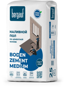 Наливной пол цементный Bergauf BODEN ZEMENT MEDIUM М200 25 кг