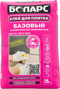 Плиточный клей цементный БОЛАРС Базовый 25 кг