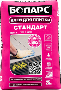 Плиточный клей цементный БОЛАРС Стандарт 25 кг