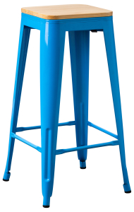 Табурет барный 227073 металл, дерево синий 42x42x76 см