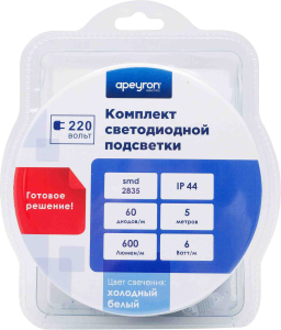Светодиодная лента Apeyron Electrics SMD 2835 60LED IP44 220В 6Вт 5 м