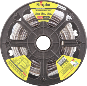 Светодиодная лента Navigator SMD 3528 60 шт IP67 220В 4,8Вт теплый белый 1 м