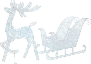 Световая фигура Олень с санями 120 LED холодный белый 41х181х120 см