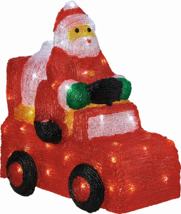 Световая фигура Санта на машине 64 LED IP44 42 см белый