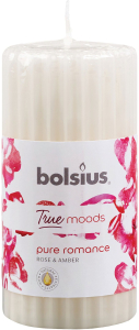 Свеча классическая Bolsius Pure Romance роза и янтарь 12x5,8 см белая