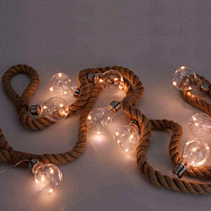 Гирлянда Лампочки на канате 10 LED 120 см теплый белый свет