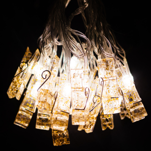 Гирлянда внутренняя Прищепки с блестками 16 LED теплый белый 3 м