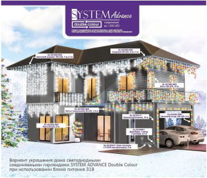 Гирлянда нить 120 LED холодный белый и многоцветный 12 м