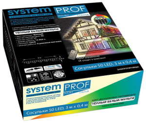 Гирлянда уличная Сосульки 50 LED теплый белый и цветной 3х0,4 м