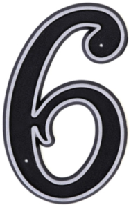 Цифра "6" Larvij 150х80 мм пластик