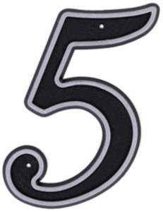 Цифра "5" Larvij 150х80 мм пластик