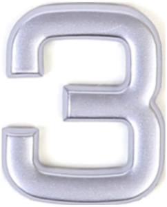 Цифра "3" самоклеящаяся Larvij 40х32 мм пластик серебро