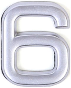 Цифра "6" самоклеящаяся Larvij 40х32 мм пластик серебро