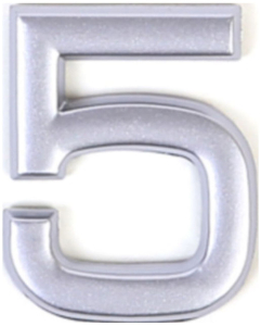 Цифра "5" самоклеящаяся Larvij 40х32 мм пластик серебро